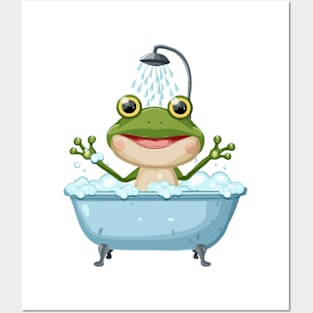 Frog in the shower Posters and Art